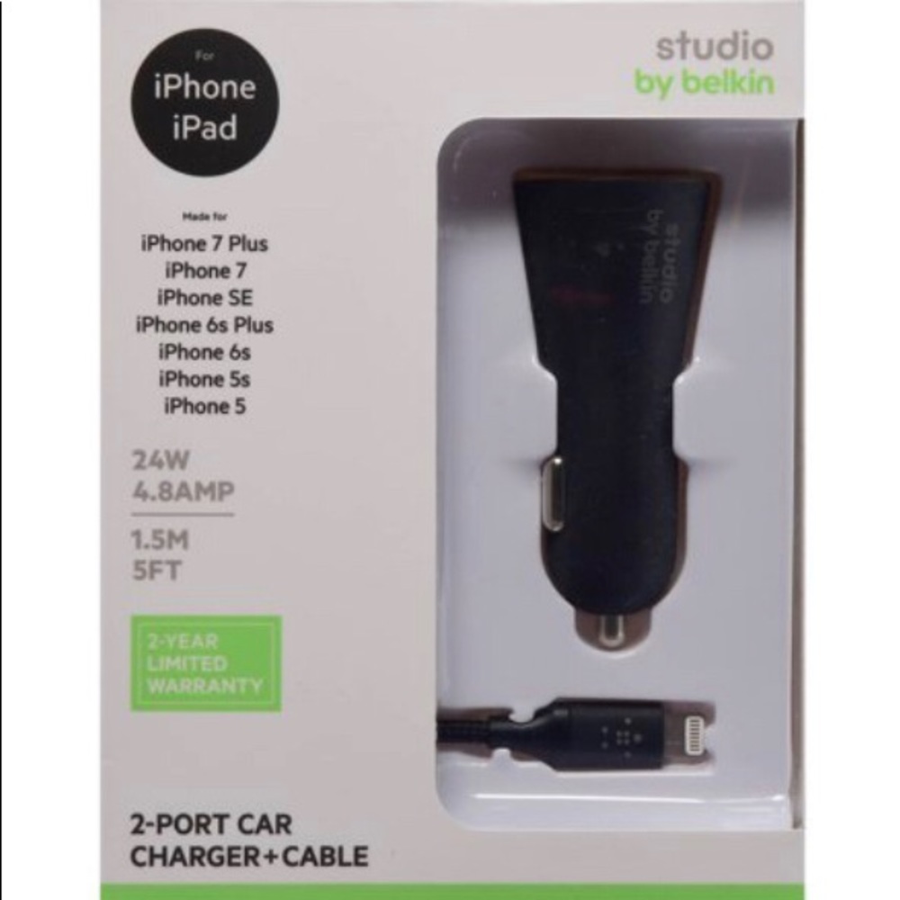 Studio by Belkin Dual Car Charger 5FT